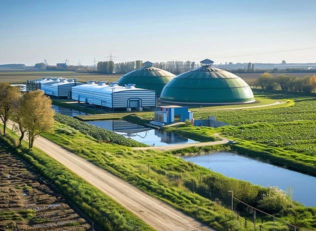 O que é uma planta de biogás usada no projeto de gás biológico?